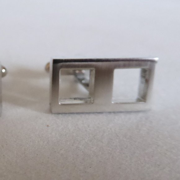 SIMON CARTER BRAND LONDON MENS SILVER METAL DOUBLE SQUARE CUFF LINKS (NEW IN BOX - Picture 5 of 9